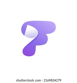 F letter logo with curled corner. Negative space style icon. Colorful gradient note paper. Modern clean vector origami font for your stickers, crypto app, nft identity, and tags.