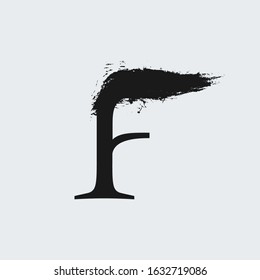 F letter logo. Custom serif style lettering with hand drawn brush stroke. Classic vector font for your fashion poster, jewelry badge, vintage banner, boutique card etc.