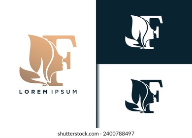 f letter logo design with beauty face concept idea