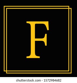 F letter logo design in black background. F letter golden color.