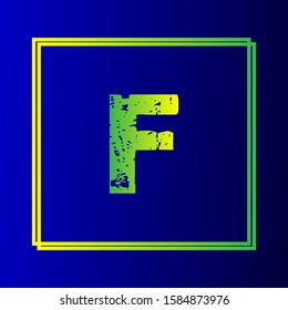 F letter logo design in blue background.