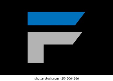F Buchstaben Logo Design mit blau und grauem Farbe.
