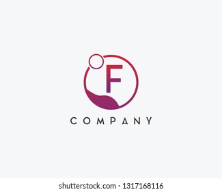 F letter logo design with circle.