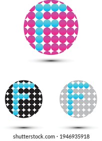 F letter logo design with circle