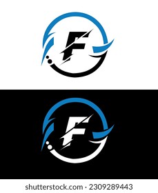 F letter logo design with a circle shape. F circle and cube shape logo design. F monogram, business, real estate logo. F Logo design with unique and simple design.