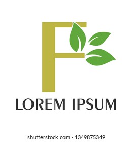 F letter logo design with a combination of leaves