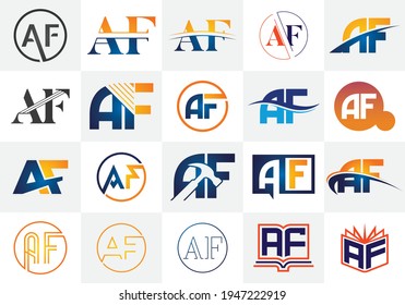 A F Letter Logo Design. Creative A F Letters icon set vector.
