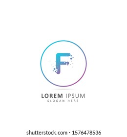 F Letter Logo Design With Dots and Circle element