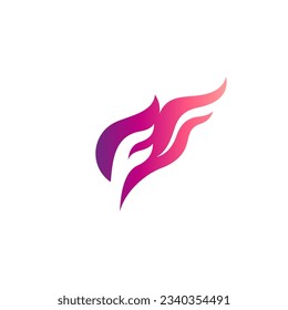 F letter logo design with fire element combination
