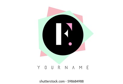 F  Letter Logo Design with Geometric Pastel Colored Shapes.