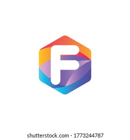 F letter logo design with hexagon and gradient.F letter logo vector.F letter logo