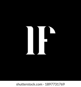 Letra IF blanca. Plantilla de logotipo de carta simple y creativa.