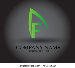 F Letter Logo Design Leaf Outline