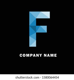 F Letter Logo Design with low poly style. Crystal.
