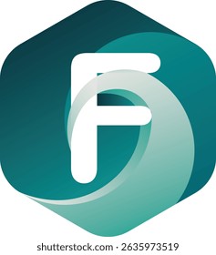 F Letter Logo Design With Ocean Wave Vector Illustration
