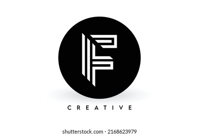 F letter logo design on a black circle. Creative White lines A letter Logo Icon Vector Illustration.