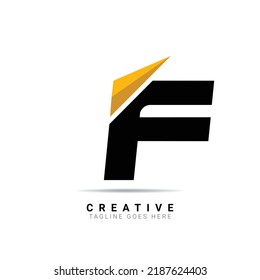 F Letter logo design with a paper airplane. Creative letter logo for company brand identity, travel, start-up, logistic, business logo template