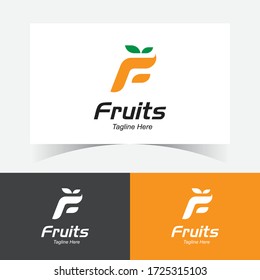 F Letter Logo Design Template- Flat Logo Design- Minimalist Logo- F Letter Logo For Fruits Farm, Fruits Company And Other Company.
