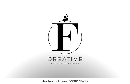 F-Letter-Logo-Design-Vorlage mit Schwarz-Farbe- und Punktkreis