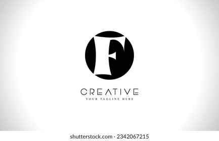 F letter logo design template with circle shape