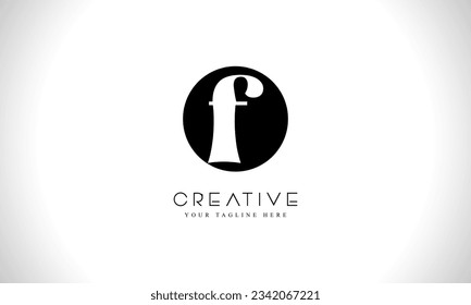 F letter logo design template with circle shape