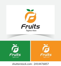 F Plantilla De Diseño De Logotipo Carta- Diseño De Logotipo Plano- Logotipo Mínimo- Letra F Para Granja De Frutas, Compañía De Frutas Y Otras Compañías.