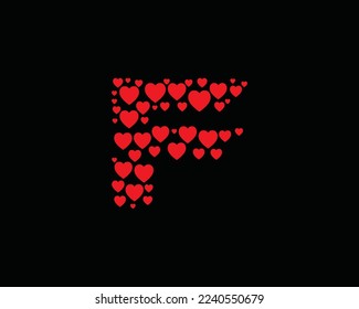 F letter logo design trendy with heart vector template
