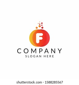 F letter Logo With Dots. F Icon Design with Bubbles. illustration of F letter logo.