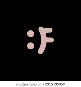 Logo de la letra F. Logo de la letra F con icono de doble ojo
