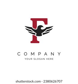 F Letter Logo, Eagle wings logo, Falcon Logo Template vector illustration design Icon Symbol. Alphabet F with Eagle symbol