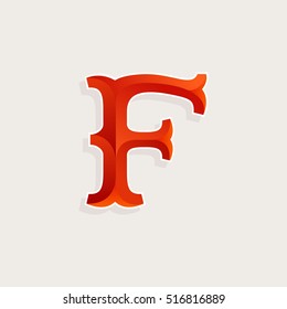 F letter logo in elegant circus faceted style. Slab serif font. Vintage vector typeface for labels, headlines, posters, cards etc.