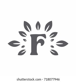 F letter Logo with environmental leaves logo vector