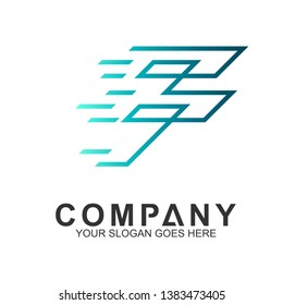 f letter logo with fast motion shape