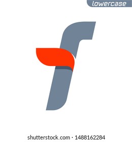 F Buchstabenlogo mit schneller roter Fahne. Verringern Sie den Schriftstil, die Design-Vorlagen für Vektorillustrationen für Ihre Anwendung oder Unternehmensidentität.