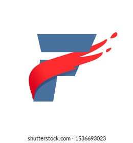 F letter logo with fast speed red flag line. Font style, delivery, sports etc vector design template elements.