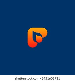 Fuego de logotipo de la letra F en estilo abstracto con degradado.