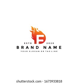 F letter logo fire design vector template