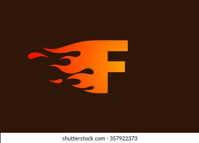 F letter logo, fire flames logo design.