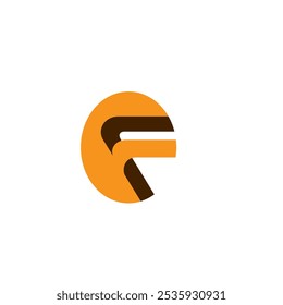 F letter logo in flat style circle design concept