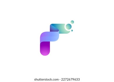 f letter logo with fluid bubble shape