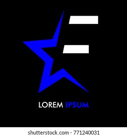 F letter logo font and the blue star. Vector design template elements for your application or company identity.
