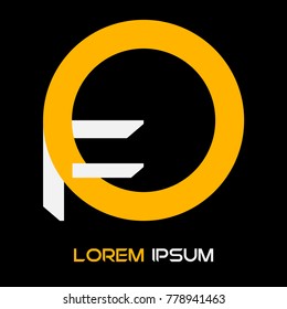F Letter logo font with orange circle, vector design