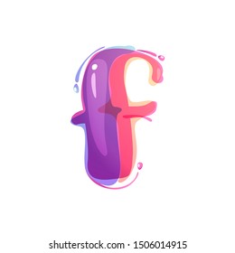 F letter logo formed by watercolor splashes. Color overlay style. Vector typeface for labels, headlines, posters, cards etc.