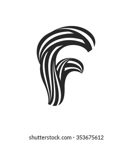 F letter logo formed by twisted lines. Wool mark font style, vector design template elements for your application or corporate identity.