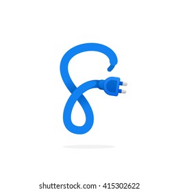 F letter logo formed by plug cable. Vector design template elements for your music application or corporate identity.