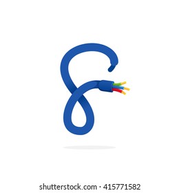 F letter logo formed by electric cable. Vector design template elements for your application or corporate identity.