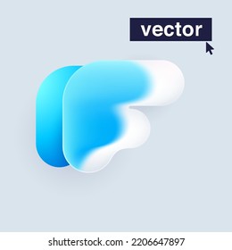 F letter logo in Glass morphism style. Vector blurry translucent icon on white background. Frosted transparent blue and white emblem. Perfect for app, modern design, vibrant advertising.
