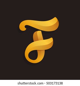 F letter logo in golden shining style. Vector elements for jewelry poster, t-shirts and cards.