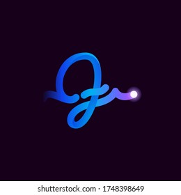 F letter logo with gradient line and flash dot. Perfect font for biotechnology design, heartbeat print, science card etc.