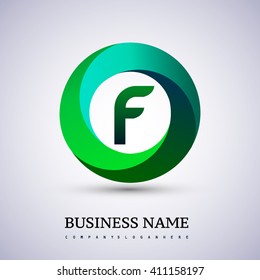 F letter logo in the green circle. Vector design template elements for your application or company identity.